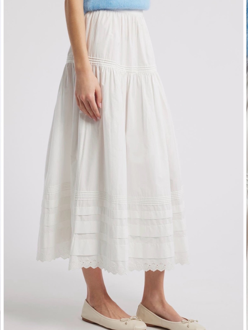 DOEN Sebastiane Organic Cotton Tiered Skirt Large NEW